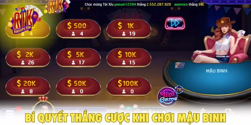 Bí quyết cược khi chơi Mậu Binh
