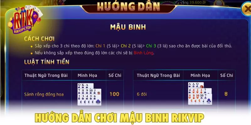 Hướng dẫn cách chơi Mậu Binh RIKVIP
